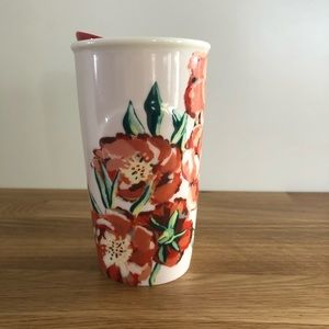 Starbucks Ceramic Travel Mug - Red Floral